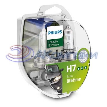 Лампа галогенная Н 7 12v 55w LONG LIFE ECO VISION 2шт PHILIPS